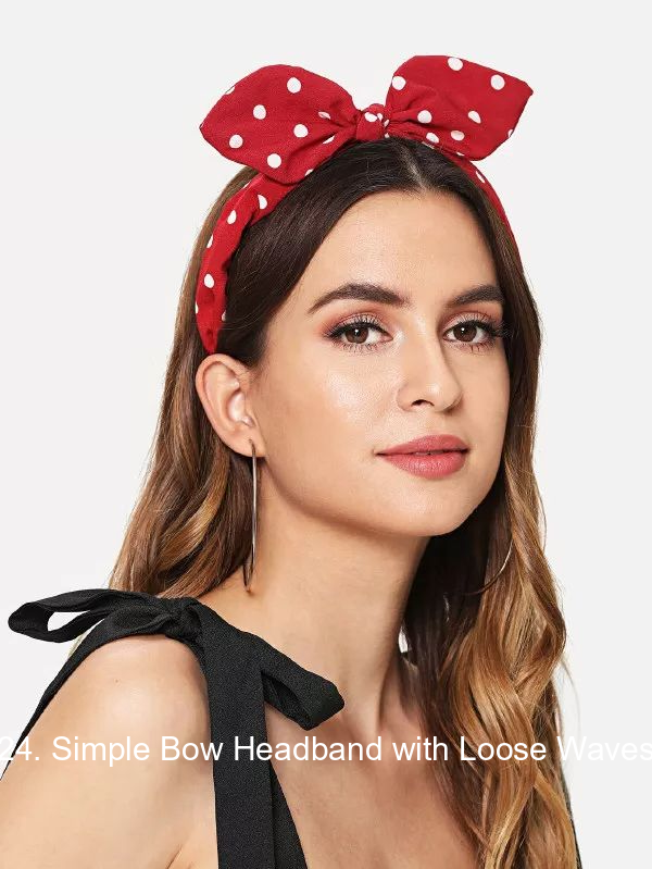 24. Simple Bow Headband with Loose Waves