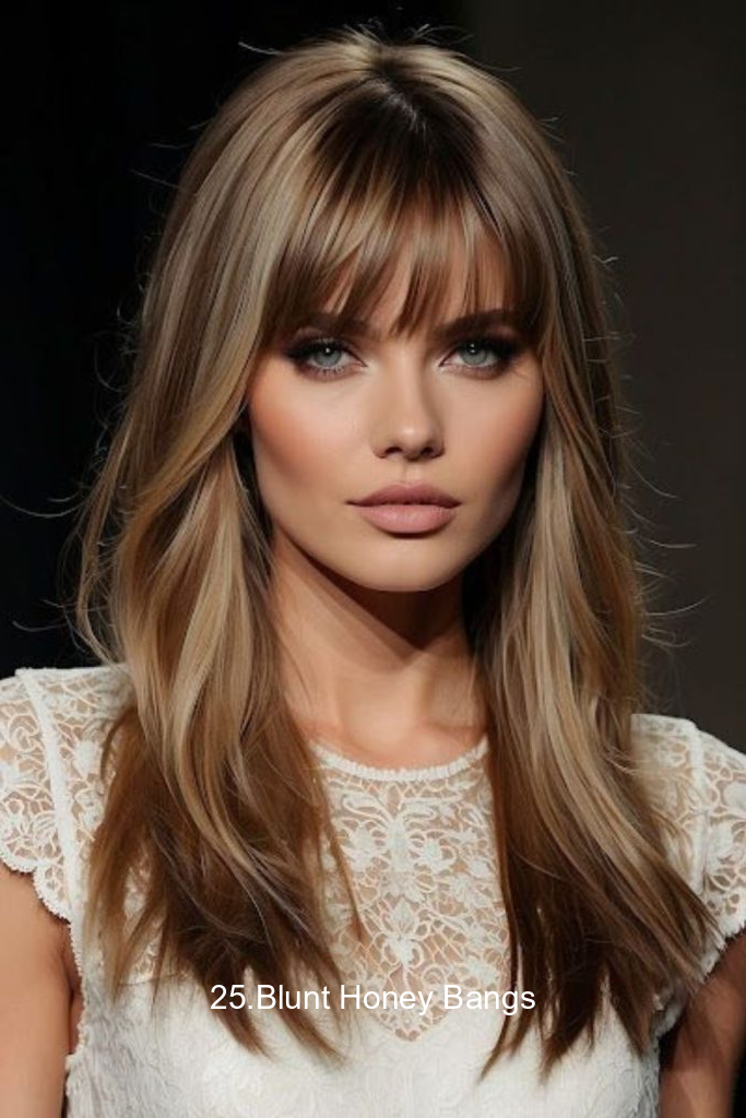 25.Blunt Honey Bangs