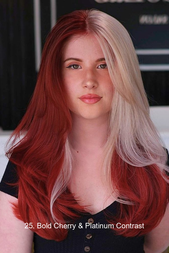 25. Bold Cherry & Platinum Contrast