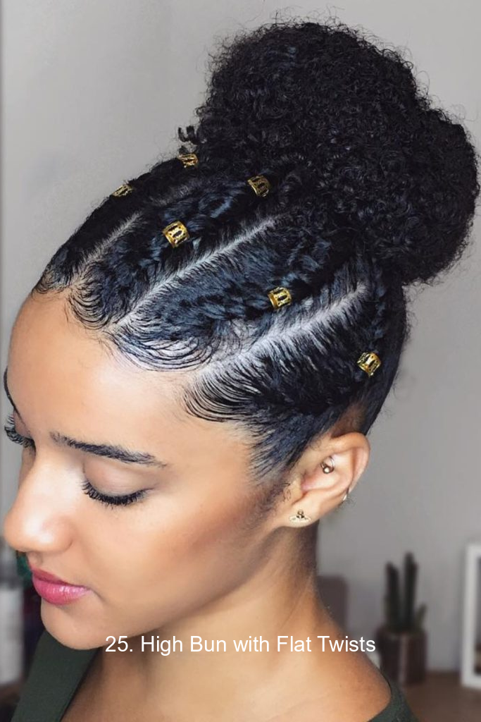 25. High Bun with Flat Twists