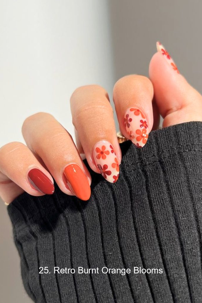 25. Retro Burnt Orange Blooms