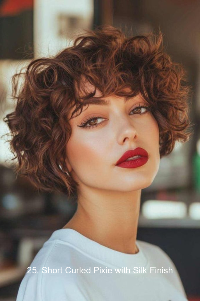 25. Short Curled Pixie with Silk Finish