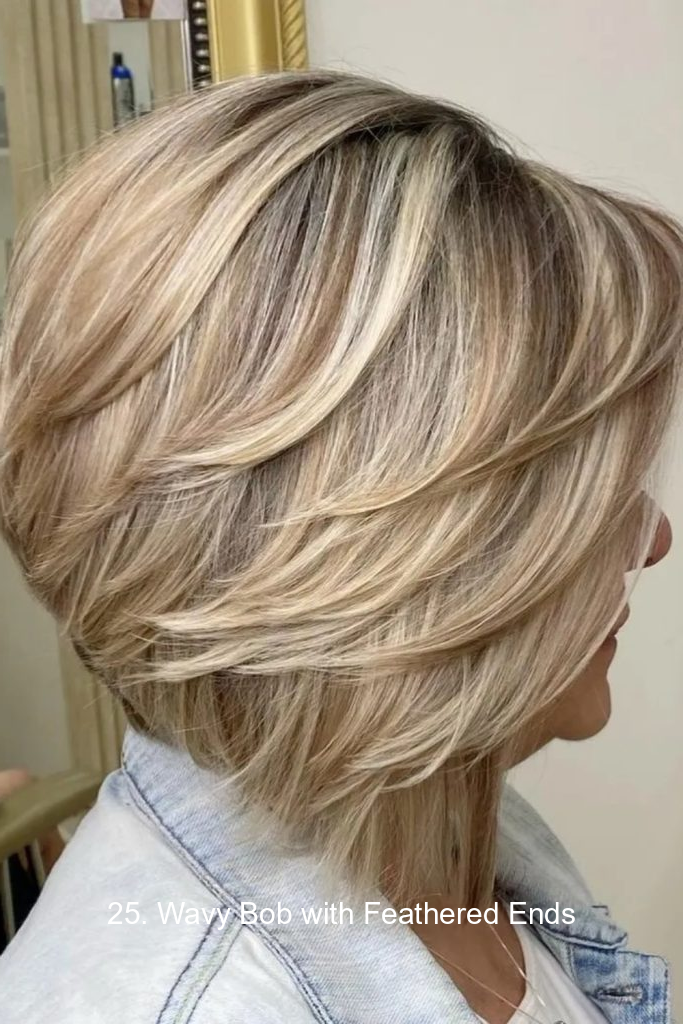 25. Wavy Bob with Feathered Ends