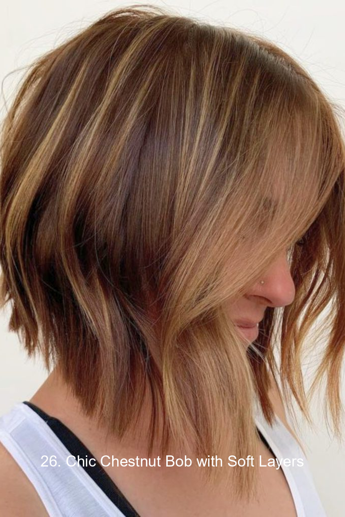 26. Chic Chestnut Bob with Soft Layers