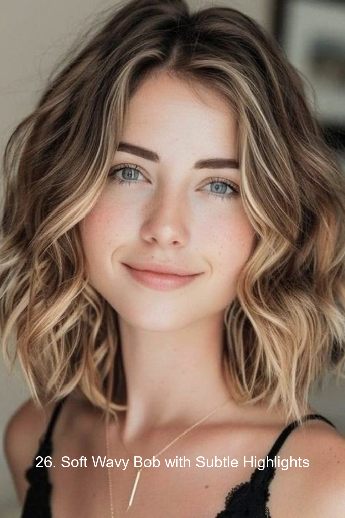 26. Soft Wavy Bob with Subtle Highlights