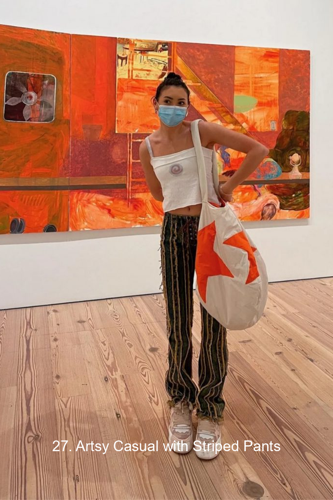 27. Artsy Casual with Striped Pants