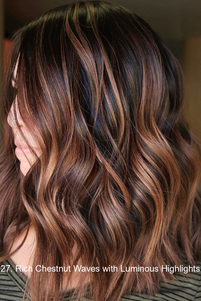 27. Rich Chestnut Waves with Luminous Highlights