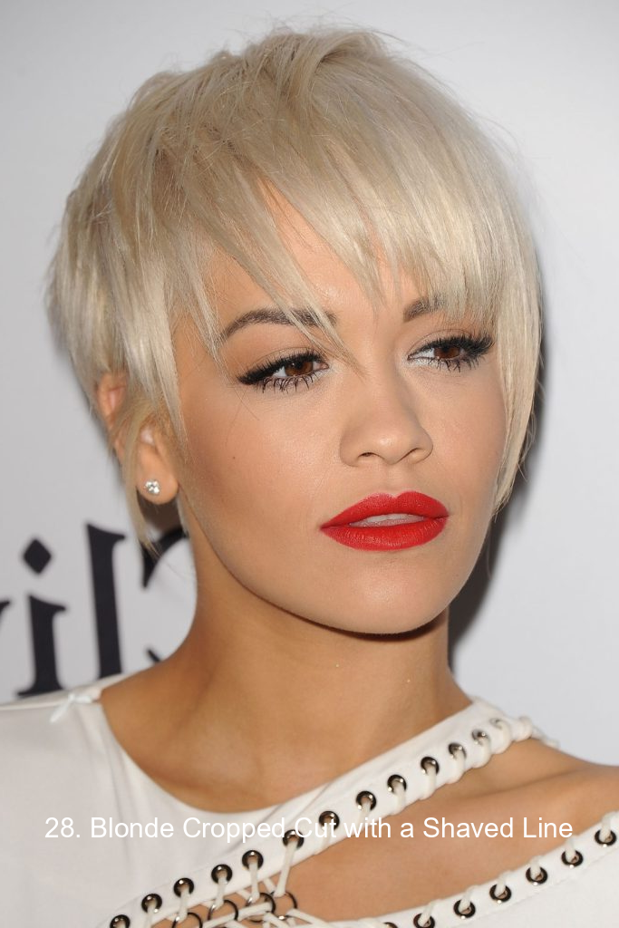 28. Blonde Cropped Cut with a Shaved Line