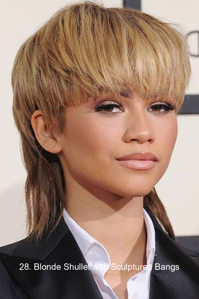 28. Blonde Shullet with Sculptured Bangs