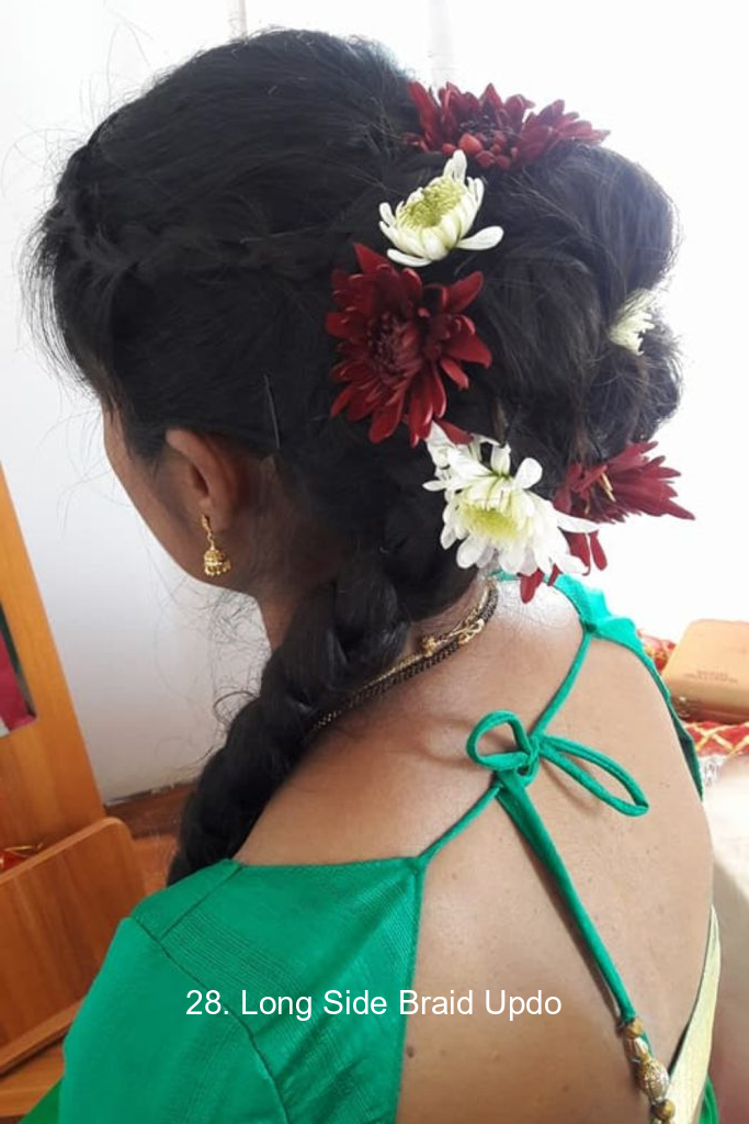 28. Long Side Braid Updo