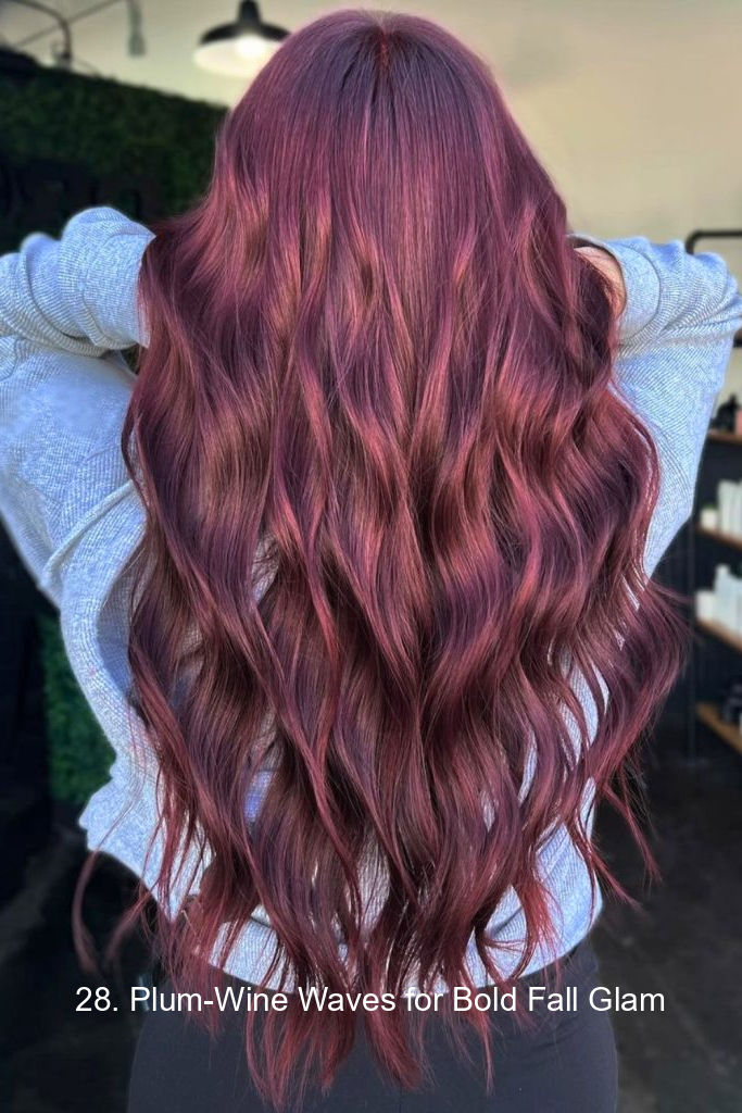 28. Plum-Wine Waves for Bold Fall Glam