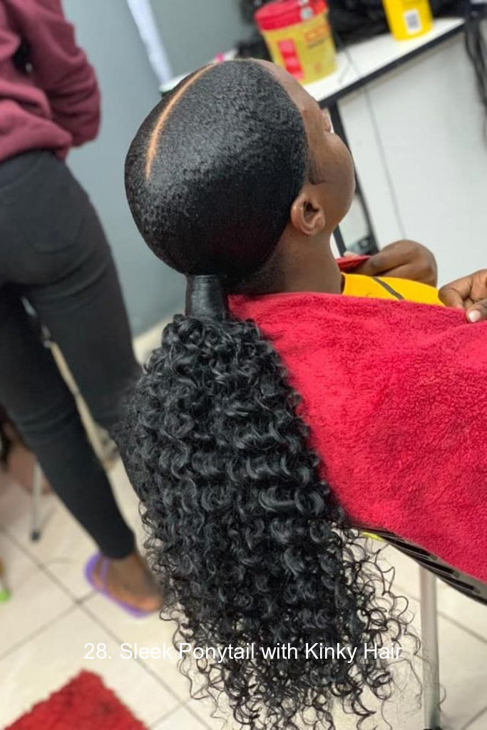 28. Sleek Ponytail with Kinky Hair