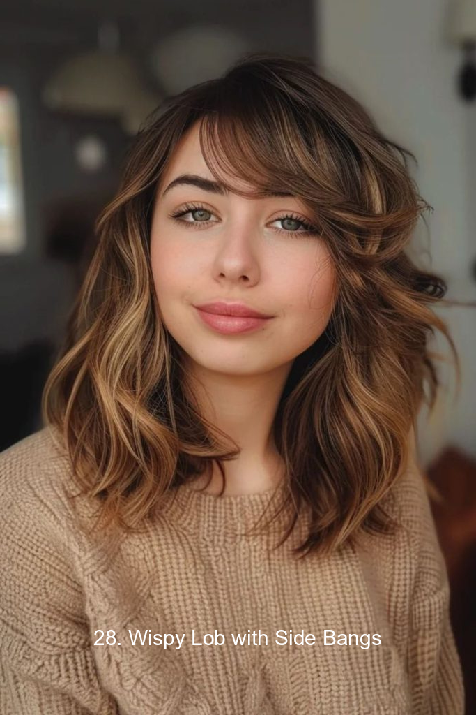 28. Wispy Lob with Side Bangs