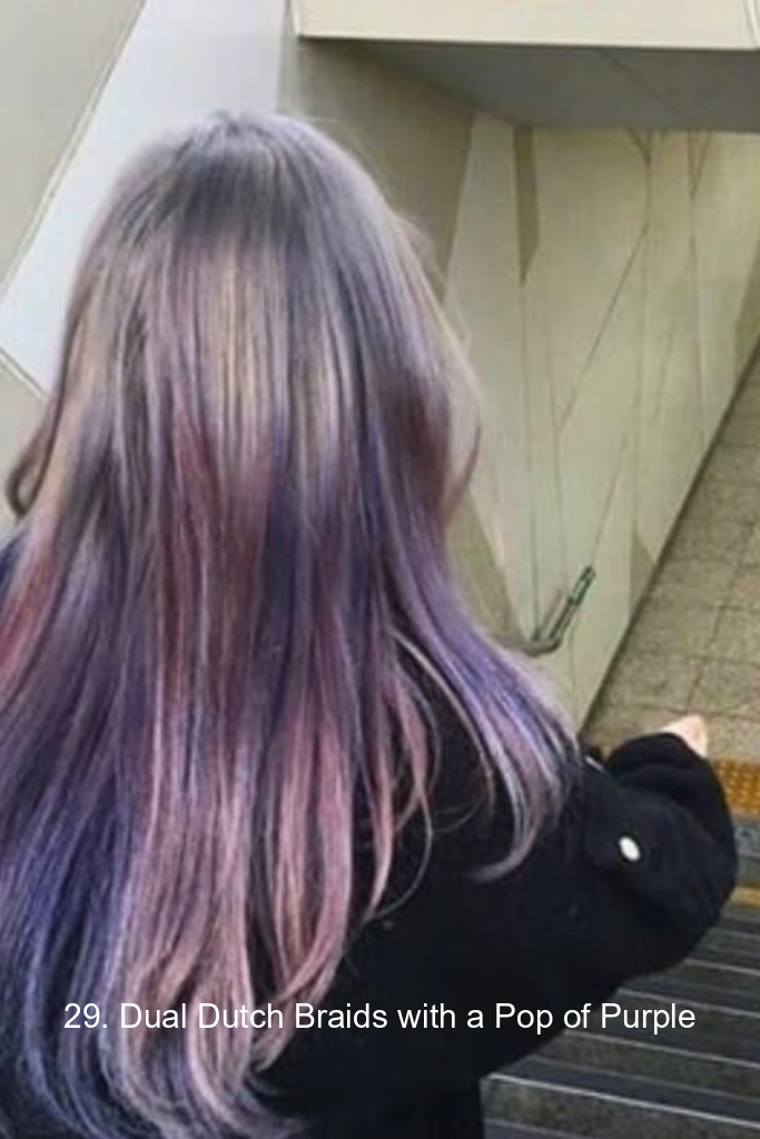 29. Dual Dutch Braids with a Pop of Purple