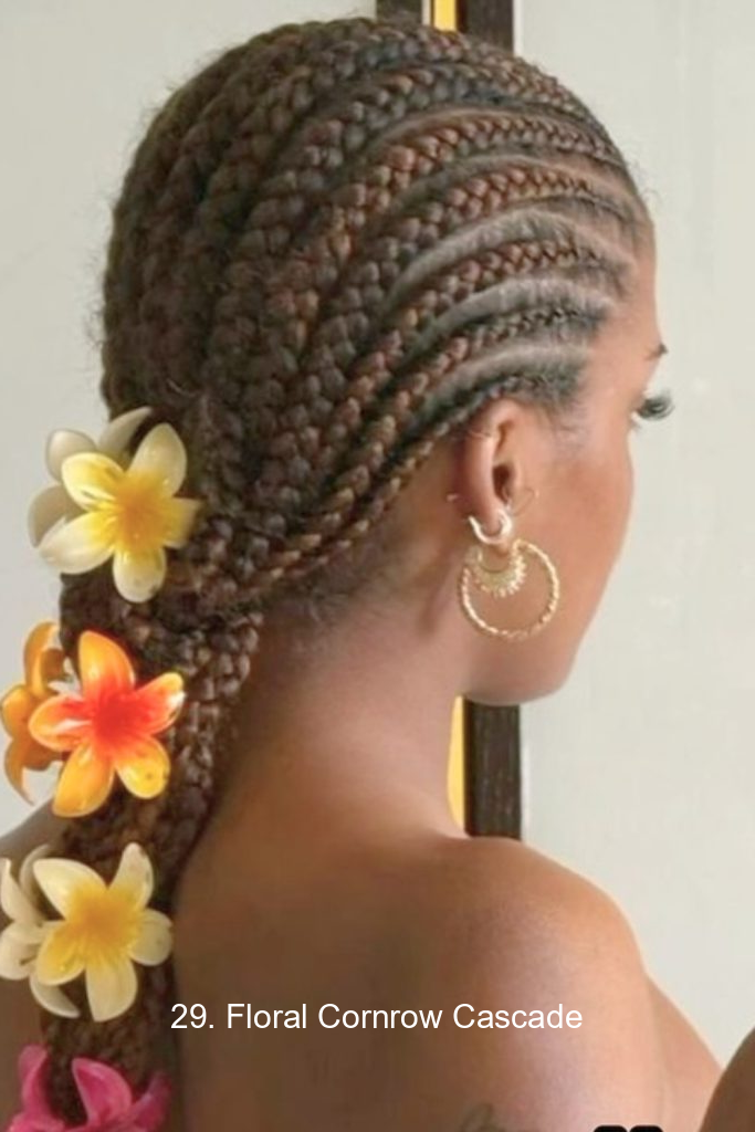 29. Floral Cornrow Cascade