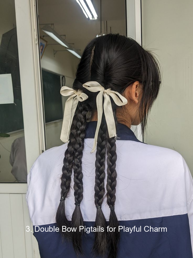 3. Double Bow Pigtails for Playful Charm