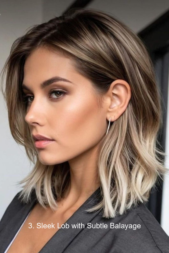 3. Sleek Lob with Subtle Balayage
