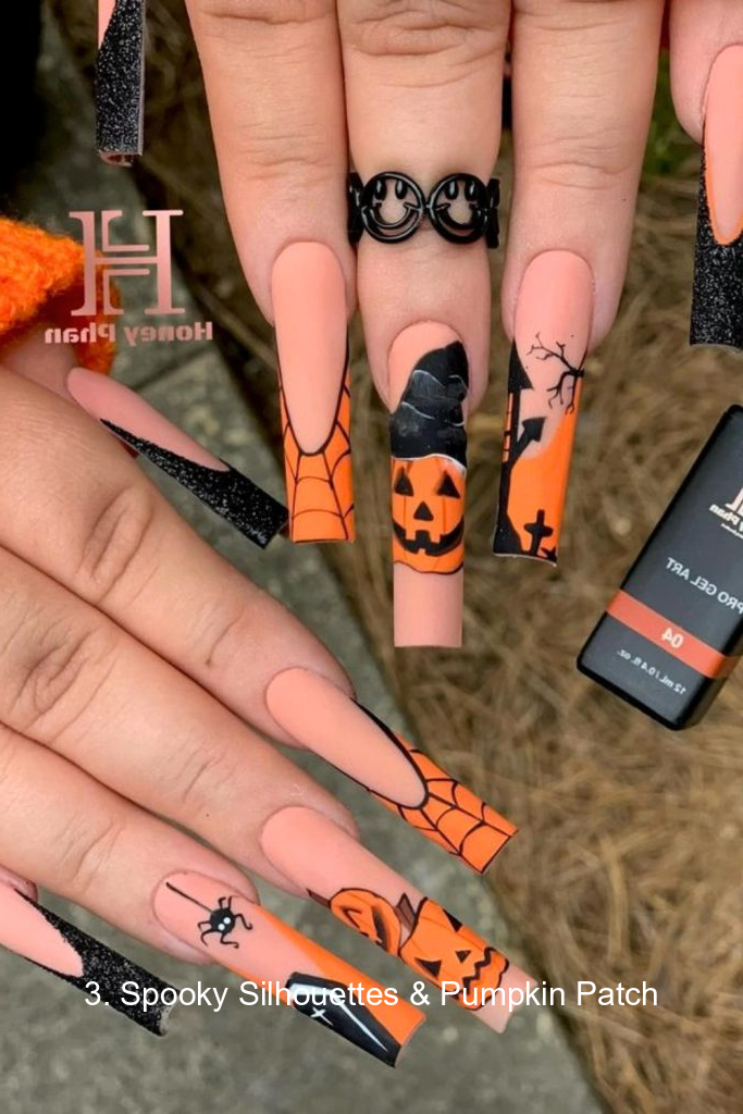 3. Spooky Silhouettes & Pumpkin Patch