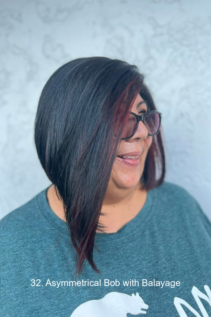 32. Asymmetrical Bob with Balayage