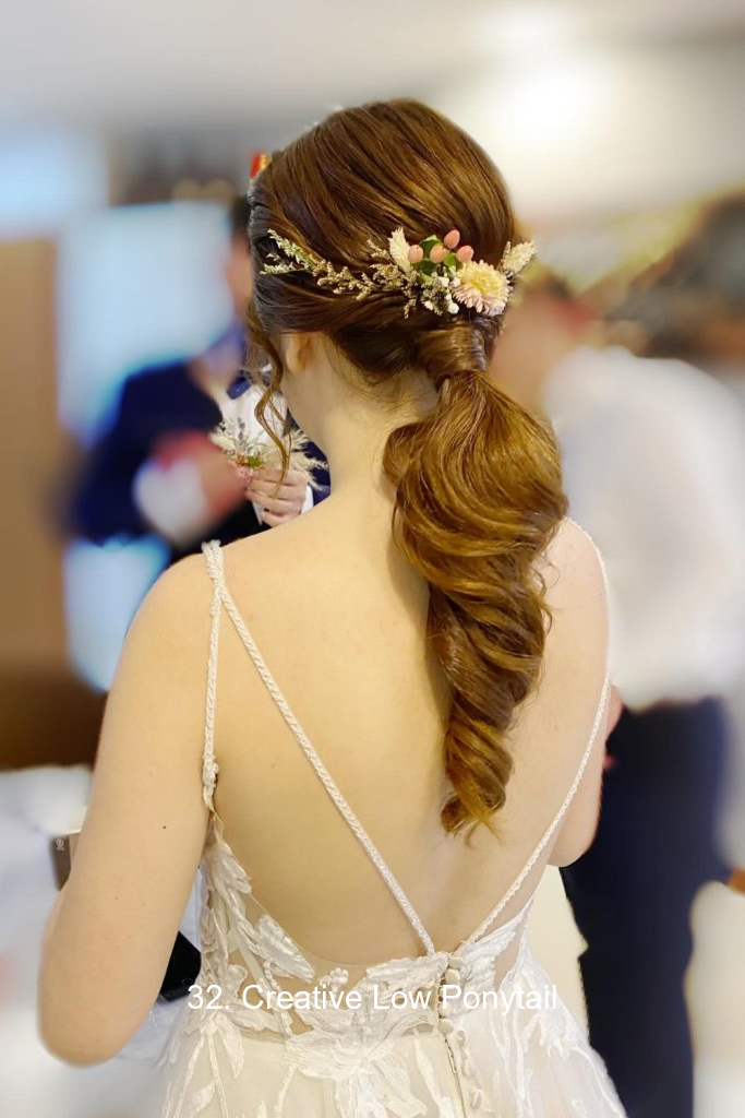 32. Creative Low Ponytail