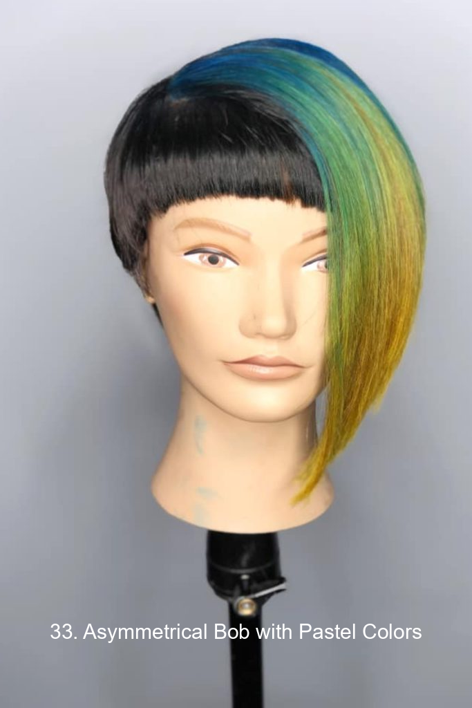 33. Asymmetrical Bob with Pastel Colors