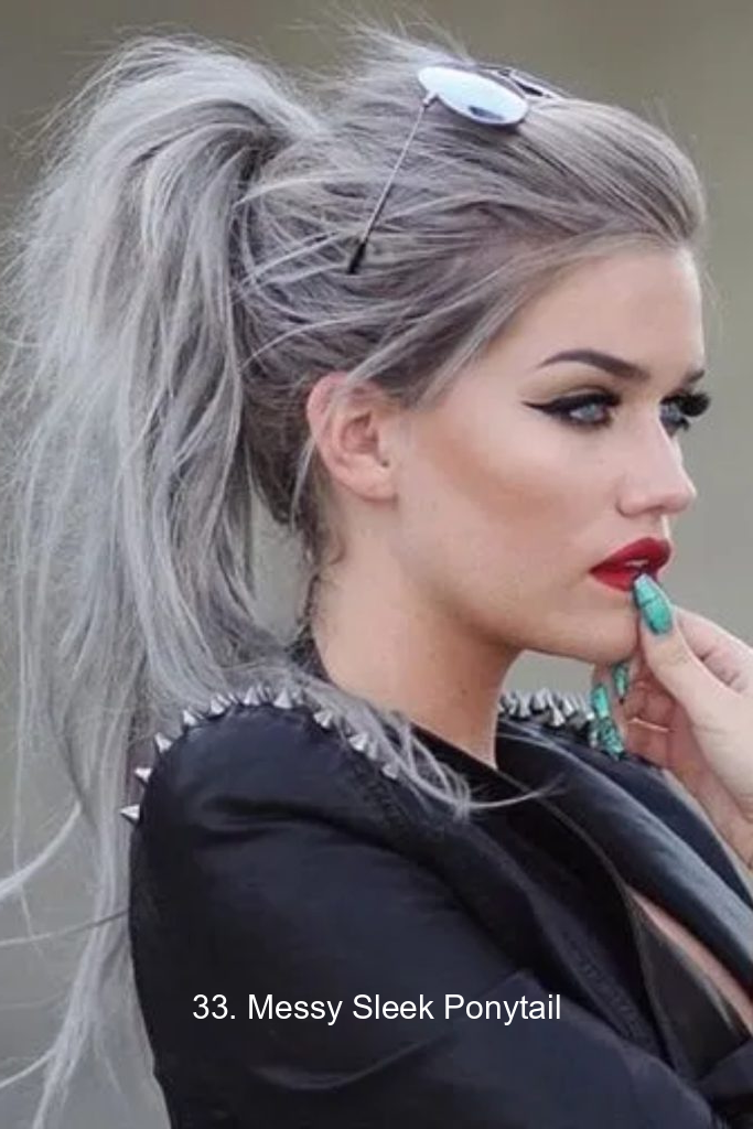 33. Messy Sleek Ponytail