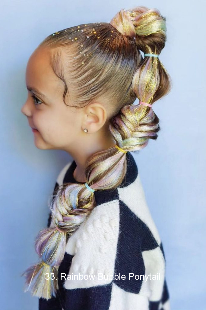 33. Rainbow Bubble Ponytail