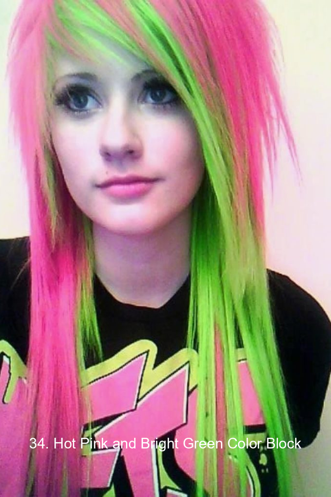 34. Hot Pink and Bright Green Color Block