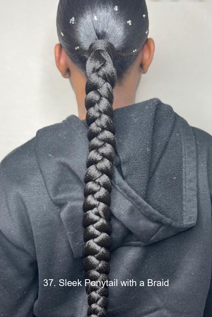 37. Sleek Ponytail with a Braid