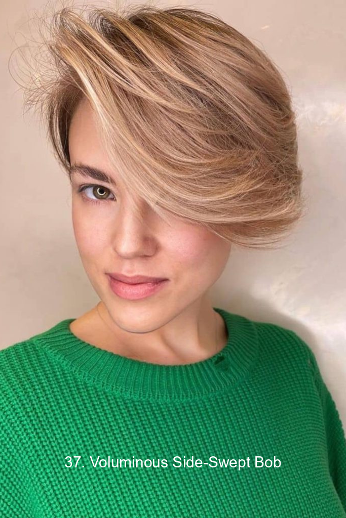 37. Voluminous Side-Swept Bob