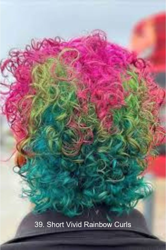 39. Short Vivid Rainbow Curls