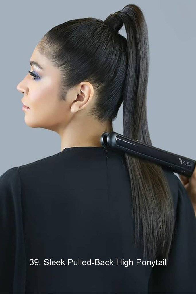 39. Sleek Pulled-Back High Ponytail