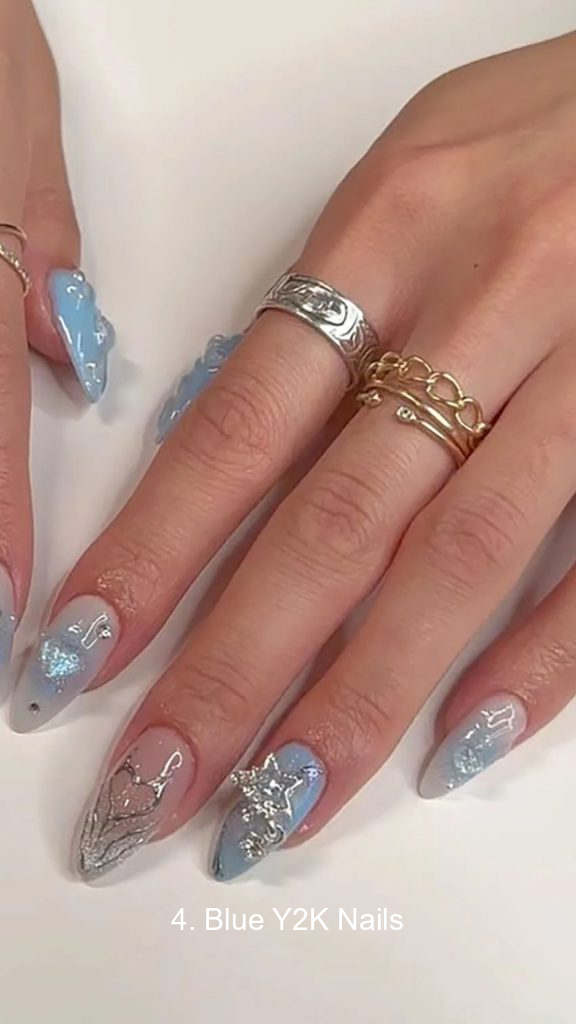 4. Blue Y2K Nails