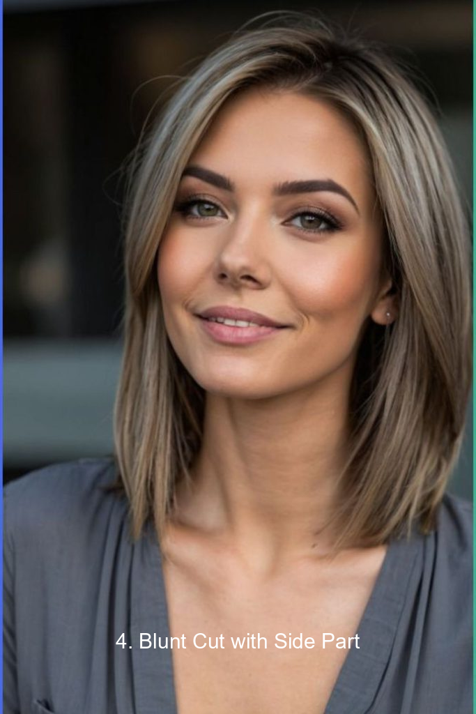 4. Blunt Cut with Side Part