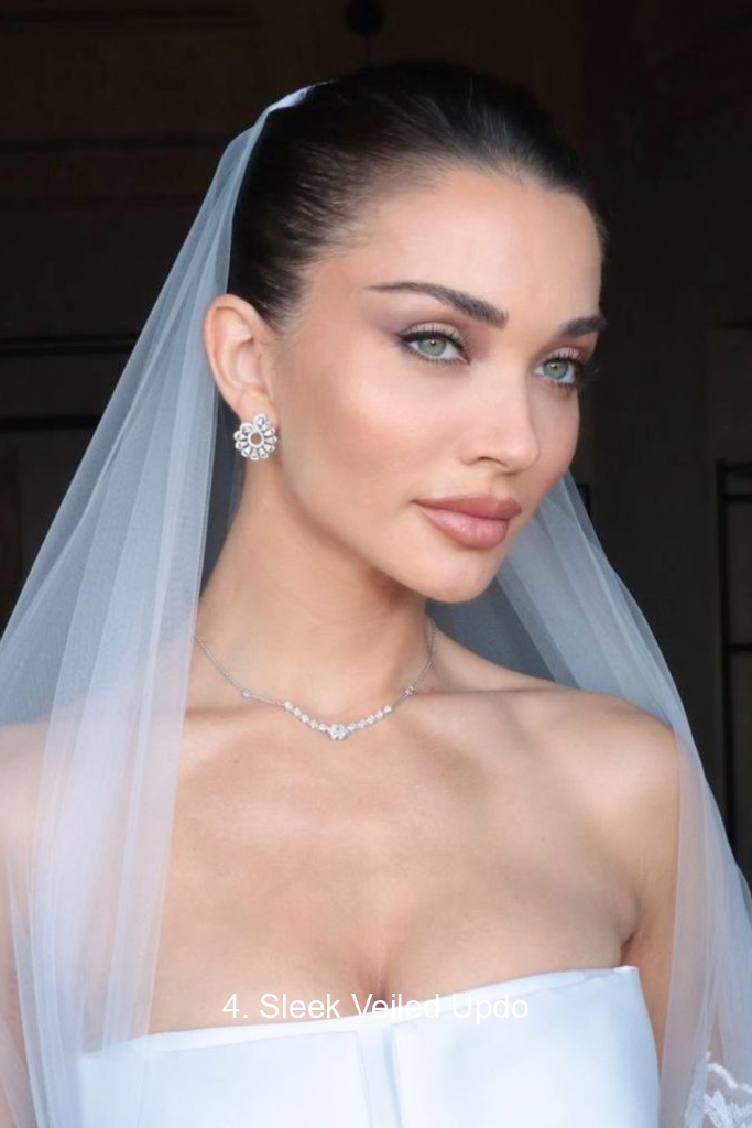 4. Sleek Veiled Updo