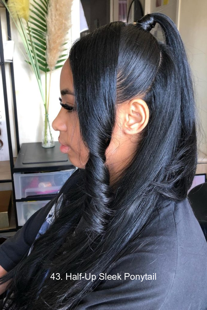 43. Half-Up Sleek Ponytail