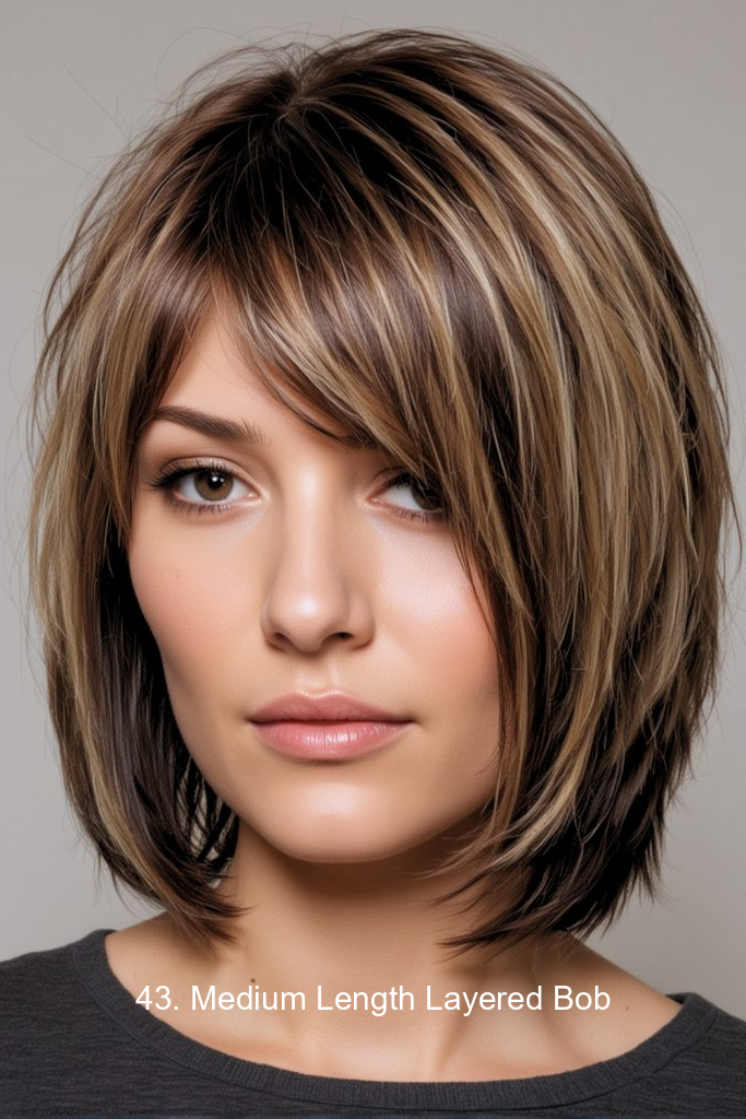 43. Medium Length Layered Bob