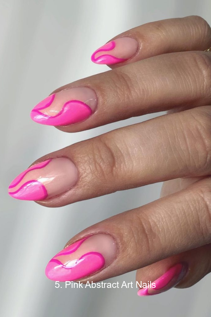 5. Pink Abstract Art Nails