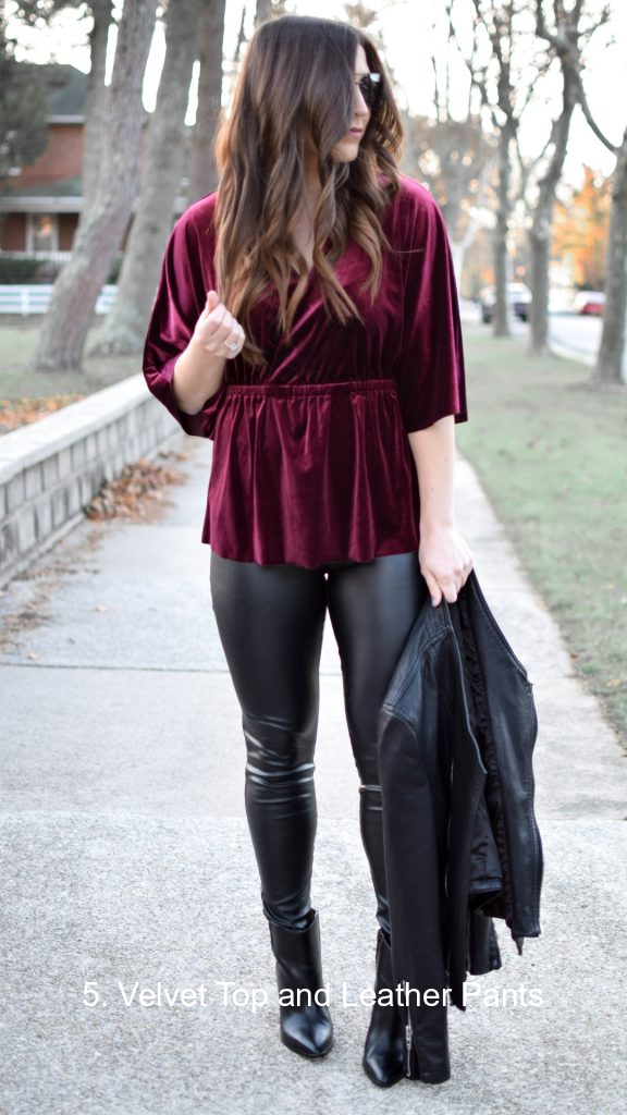5. Velvet Top and Leather Pants