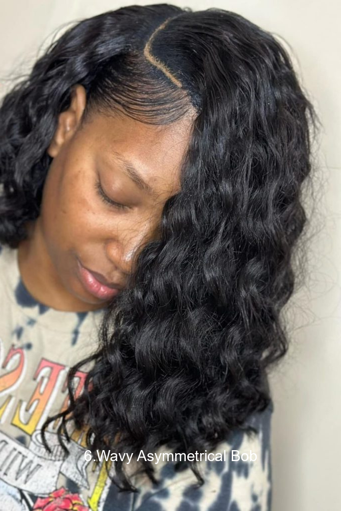6.Wavy Asymmetrical Bob