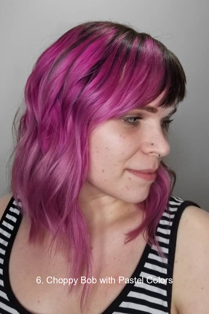 6. Choppy Bob with Pastel Colors