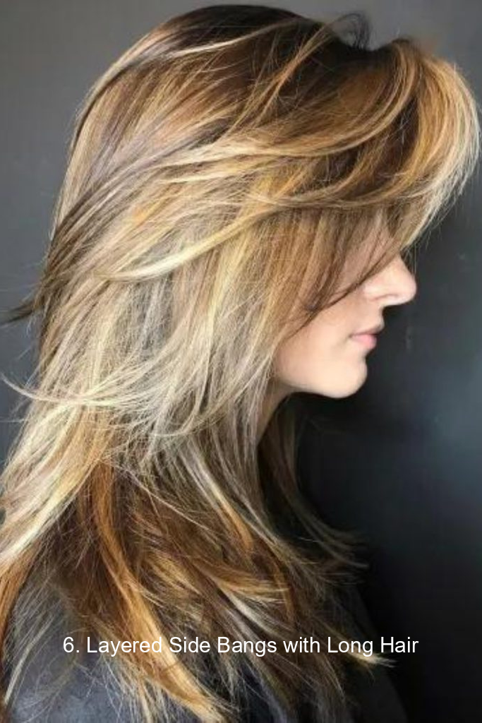 6. Layered Side Bangs with Long Hair