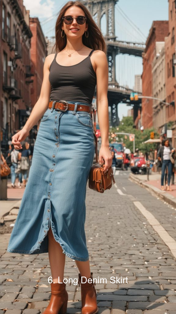6. Long Denim Skirt