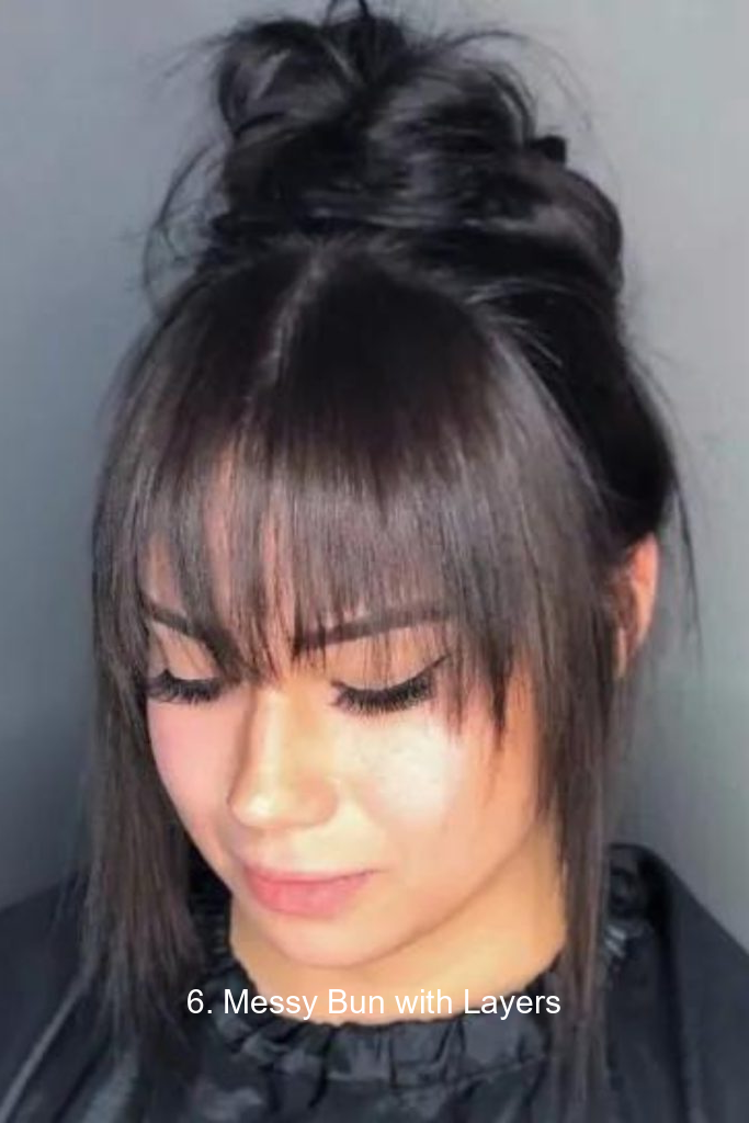 6. Messy Bun with Layers