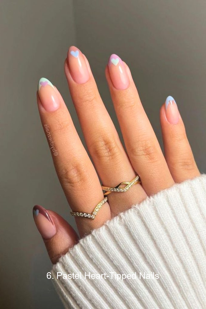 6. Pastel Heart-Tipped Nails