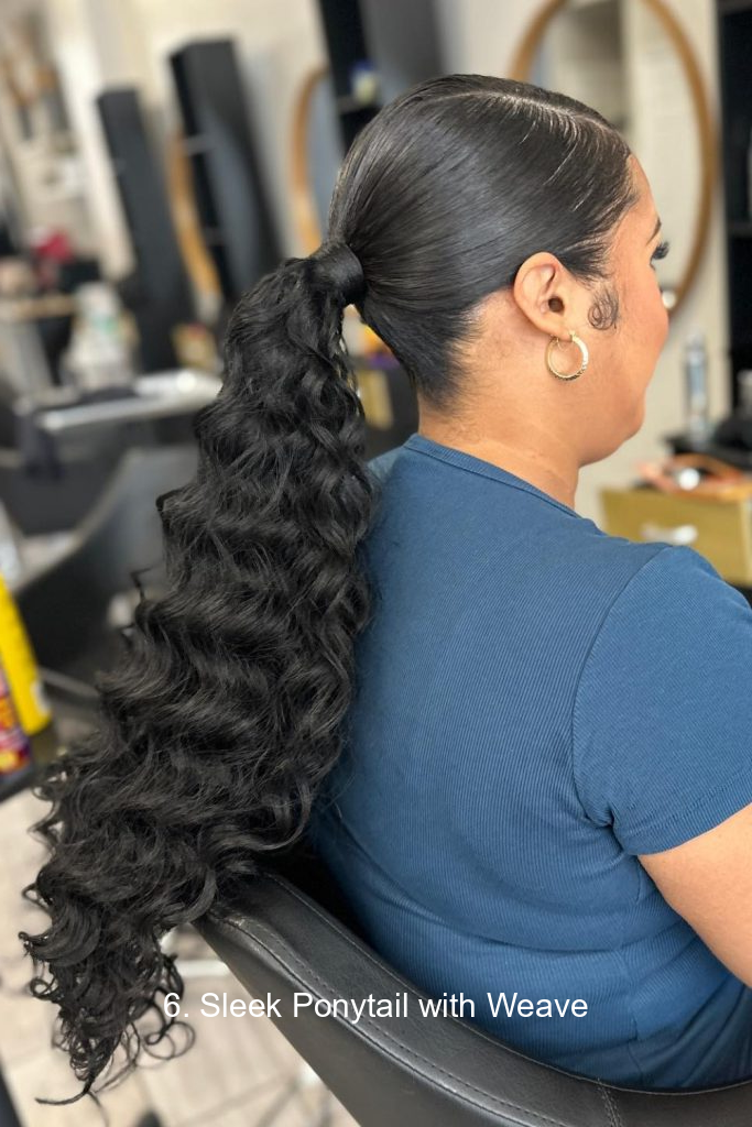 6. Sleek Ponytail with Weave