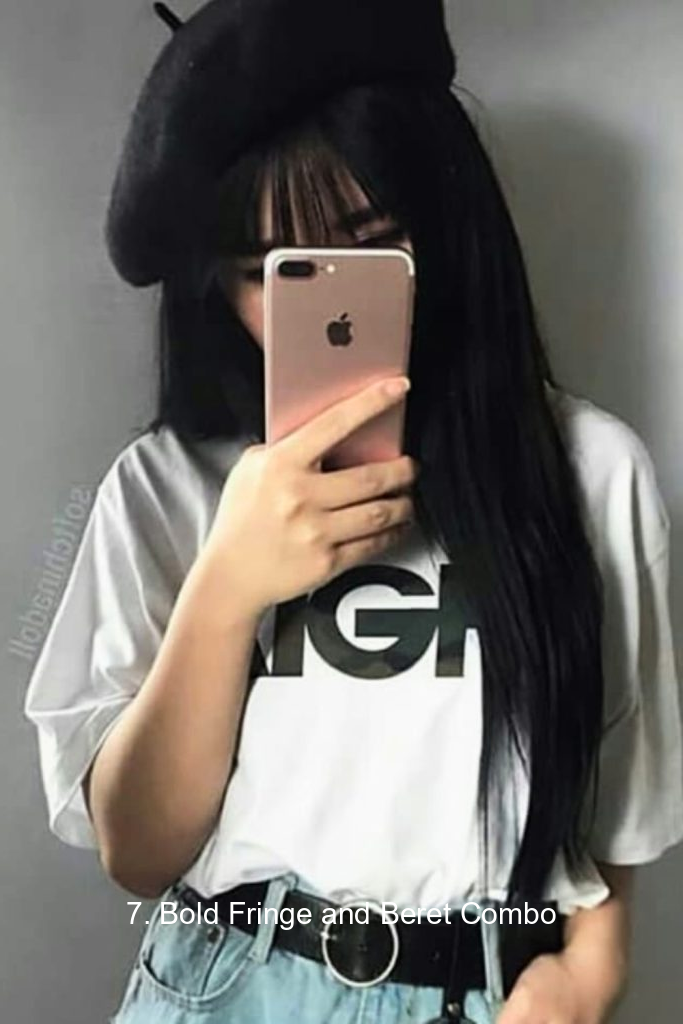 7. Bold Fringe and Beret Combo
