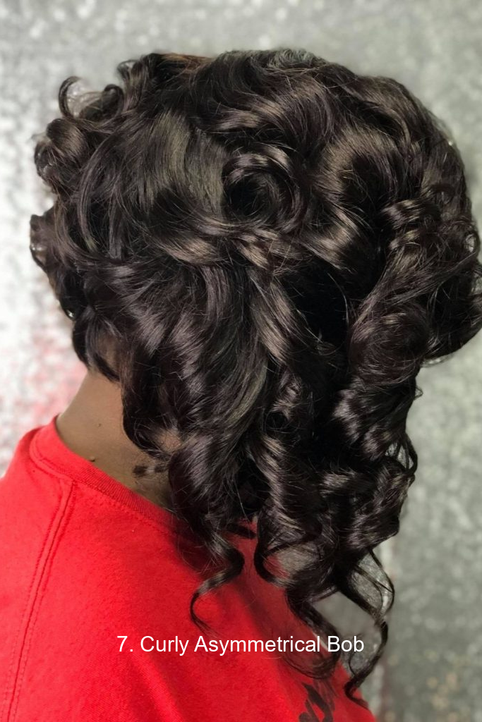 7. Curly Asymmetrical Bob