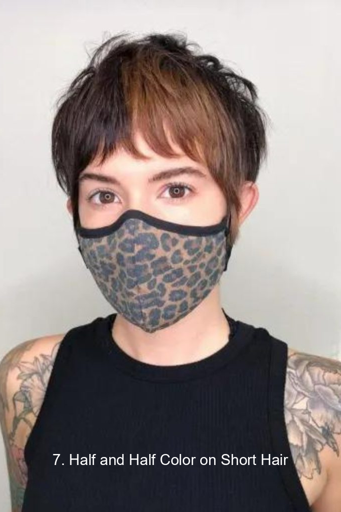 7. Half and Half Color on Short Hair