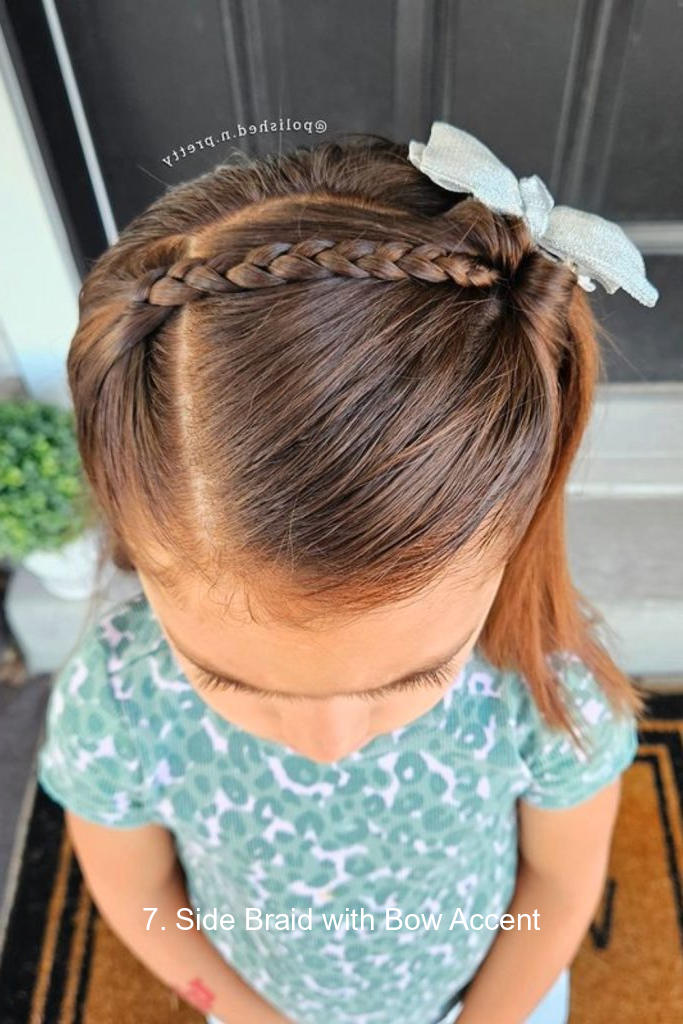7. Side Braid with Bow Accent